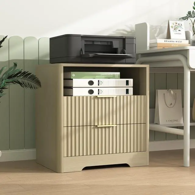 Alt view image 7 of 7 - Nightstand With Charging Station, Smart Nightstand With Night Light,Bedside Tables With Storage Cabinet For Bedroom, Wood