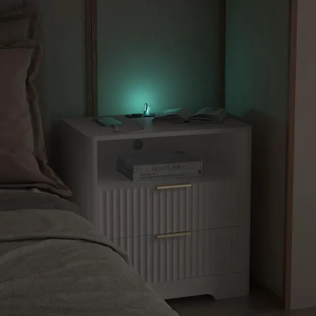 Alt view image 4 of 7 - Nightstand With Charging Station, Smart Nightstand With Night Light,Bedside Tables With Storage Cabinet For Bedroom