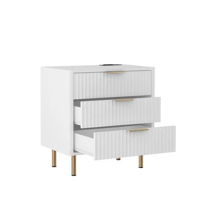 Alt view image 2 of 7 - Nightstand With Charging Station, Smart Nightstand With Night Light, Modern Night Stand With Storage Cabinet For Bedroom