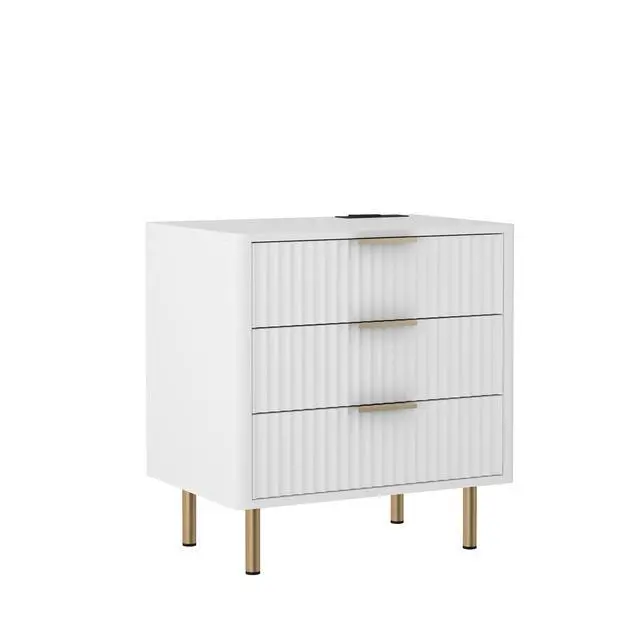 Alt view image 4 of 7 - Nightstand With Charging Station, Smart Nightstand With Night Light, Modern Night Stand With Storage Cabinet For Bedroom
