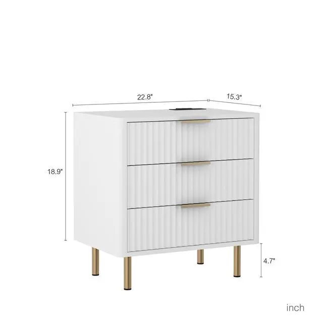 Alt view image 7 of 7 - Nightstand With Charging Station, Smart Nightstand With Night Light, Modern Night Stand With Storage Cabinet For Bedroom