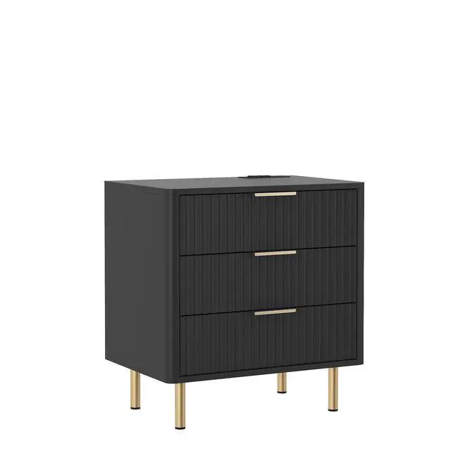 Alt view image 4 of 7 - Nightstand With Charging Station, Smart Nightstand With Night Light, Modern Night Stand With Storage Cabinet For Bedroom