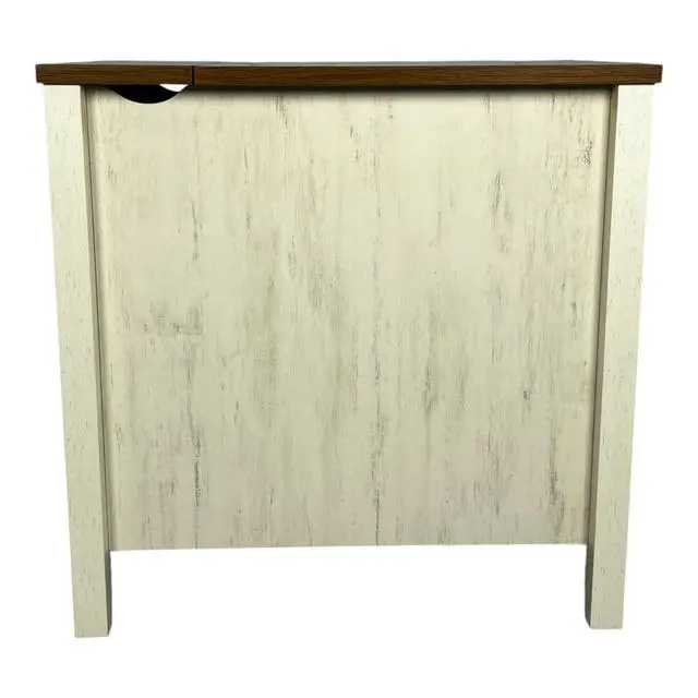 Alt view image 7 of 7 - Farmhouse End Table With Charging Station,Night Stand With Barn Door And Drawer, Storage For Bedroom Living Room ,Bedside Table, Bedside Table Brown+White Color
