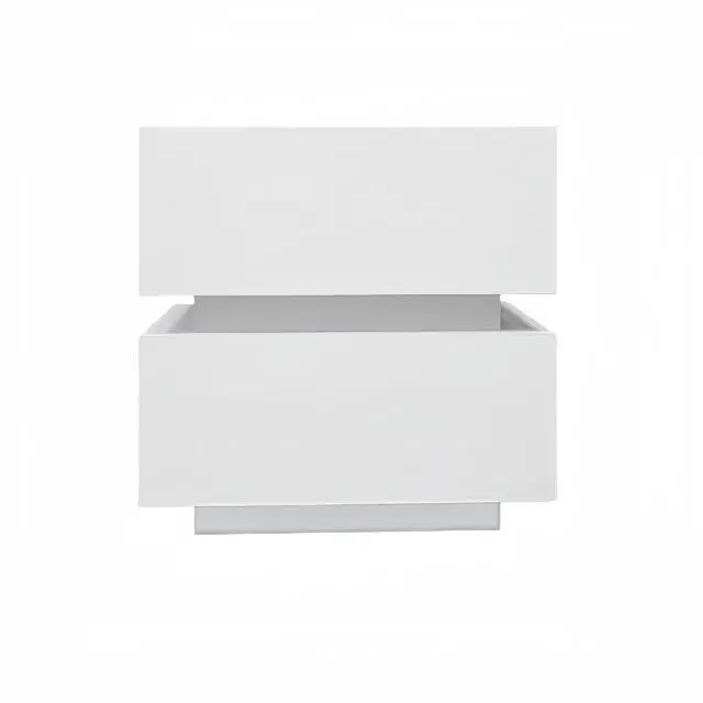 Alt view image 2 of 2 - White Color High Glossy 2 Drawers Bedside Table With Rgb Led Light Nightstand With Bluetooth Control