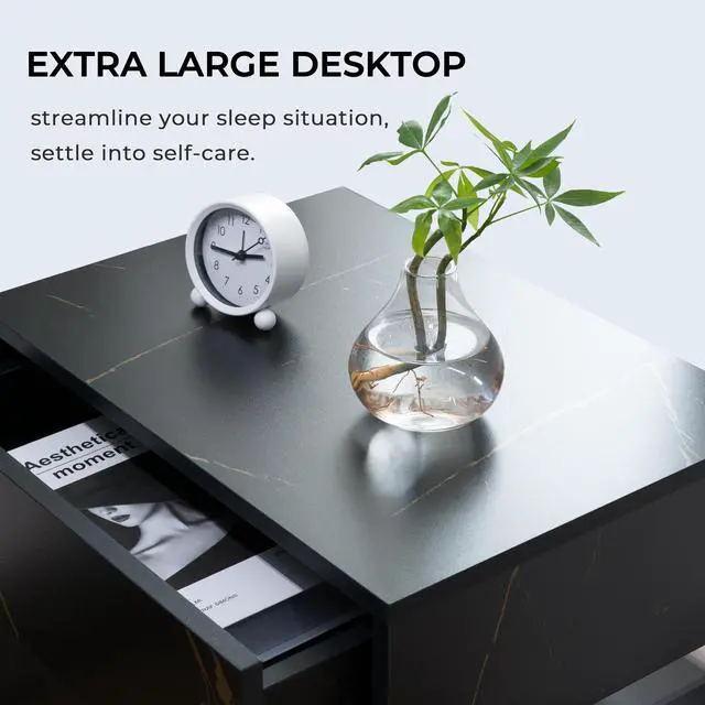 Alt view image 7 of 7 - Led Nightstands 3 Drawer Dresser For Bedroom End Table With Acrylic Board Led Bedside Tables For Bedroom Living Room Bedside Furniture (Black+Gold)