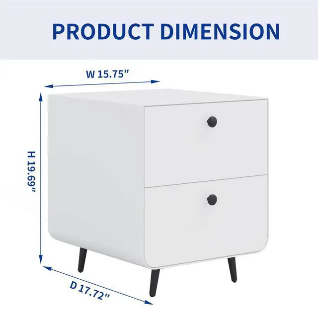 Alt view image 4 of 6 - Modern Night Stand Storage Cabinet For Living Room Bedroom, Steel Cabinet With 2 Drawers,Bedside Furniture, Circular Handle