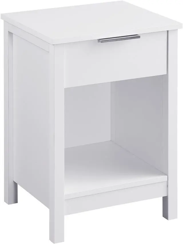 Alt view image 2 of 7 - Nightstand With Drawer,3-Tier End Side Table With Storage Drawer And Shelf,Modern Bedside Night Stand For Bedroom, Living Room-Retro White