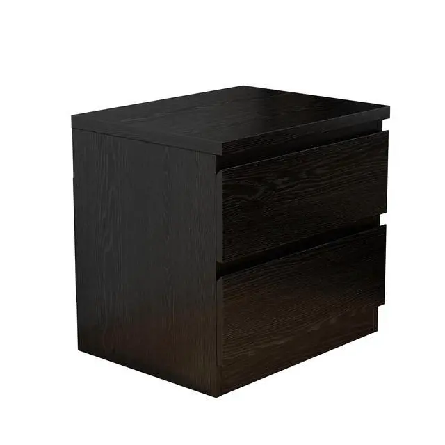 Alt view image 4 of 5 - 19.7-Inch Black Nightstand With 2 Drawers, Beside Table With Drawers Handle Free Design,Thickened Top Plate,Small Side Table Storage Cabinet 2 Drawer Night Stand For Bedroom,Living Room
