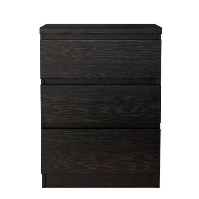 Alt view image 2 of 2 - 19.7-Inch Black Nightstand With 3 Drawers, Beside Table With Drawers Handle Free Design,Thickened Top Plate,Small Side Table Storage Cabinet 3 Drawer Night Stand For Bedroom,Living Room