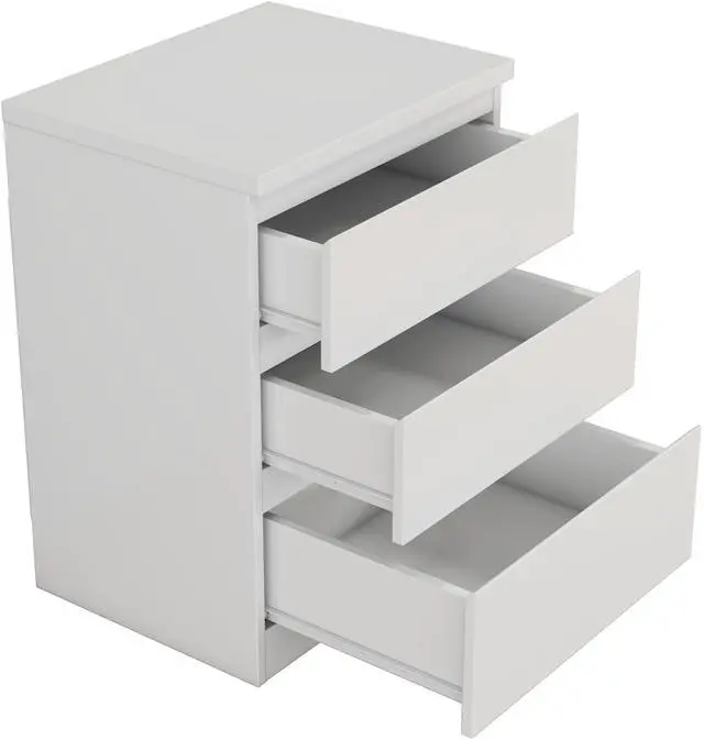 Main image of 19.7-Inch White Nightstand With 3 Drawers, Beside Table With Drawers Handle Free Design,Thickened Top Plate,Small Side Table Storage Cabinet 3 Drawer Night Stand For Bedroom,Living Room
