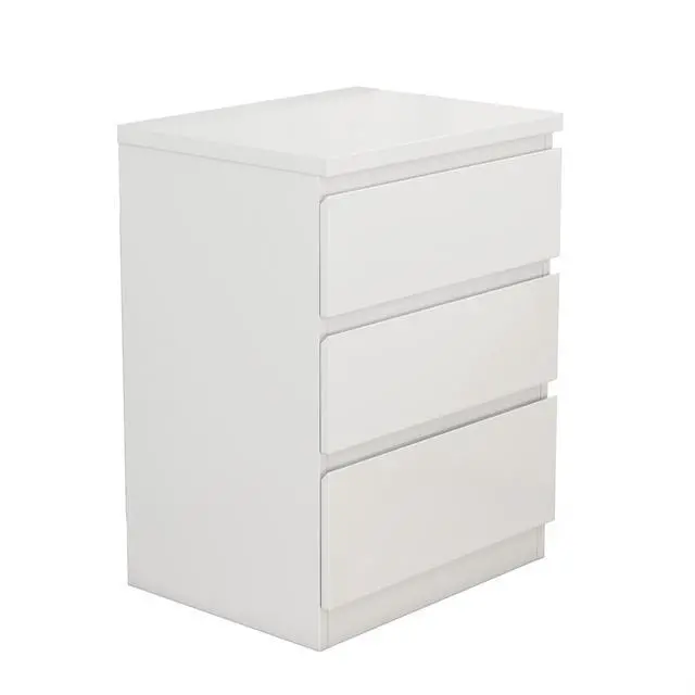 Alt view image 4 of 4 - 19.7-Inch White Nightstand With 3 Drawers, Beside Table With Drawers Handle Free Design,Thickened Top Plate,Small Side Table Storage Cabinet 3 Drawer Night Stand For Bedroom,Living Room