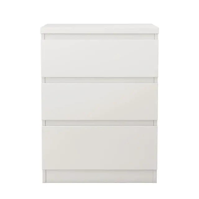 Alt view image 3 of 4 - 19.7-Inch White Nightstand With 3 Drawers, Beside Table With Drawers Handle Free Design,Thickened Top Plate,Small Side Table Storage Cabinet 3 Drawer Night Stand For Bedroom,Living Room