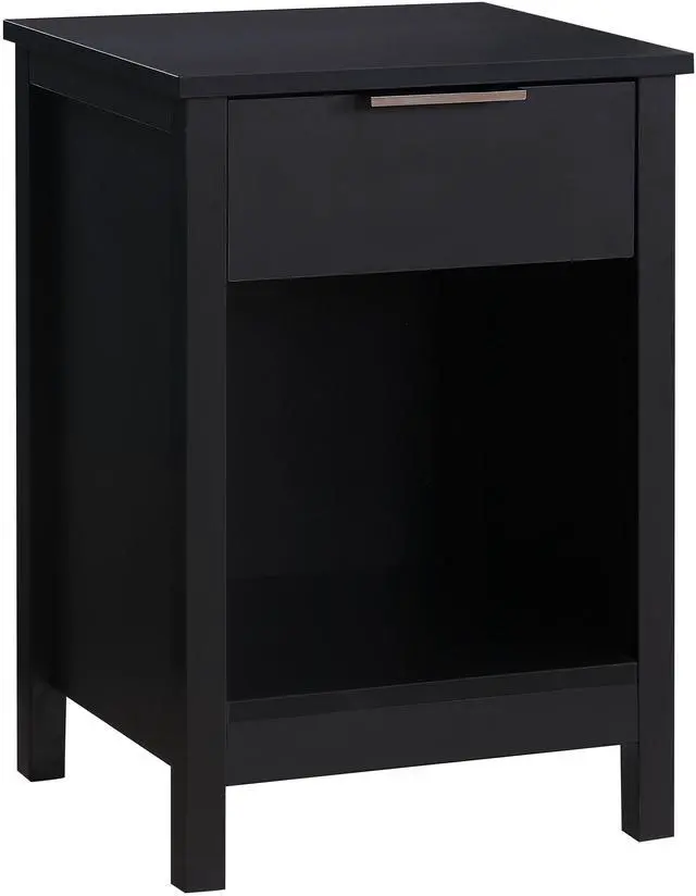 Alt view image 4 of 7 - Nightstand With Drawer,3-Tier End Side Table With Storage Drawer And Shelf,Modern Bedside Night Stand For Bedroom, Living Room-Retro Black