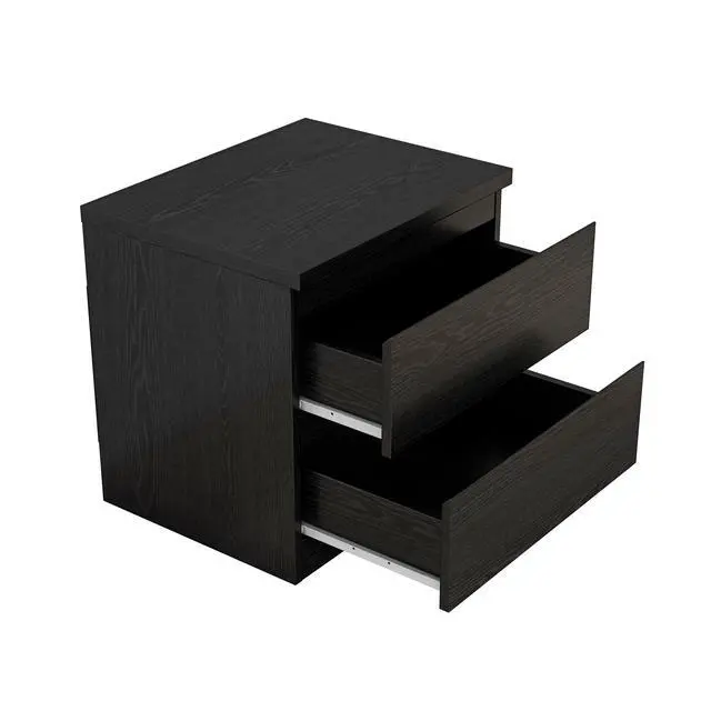 Alt view image 5 of 5 - 19.7-Inch Black Nightstand With 2 Drawers, Beside Table With Drawers Handle Free Design,Thickened Top Plate,Small Side Table Storage Cabinet 2 Drawer Night Stand For Bedroom,Living Room