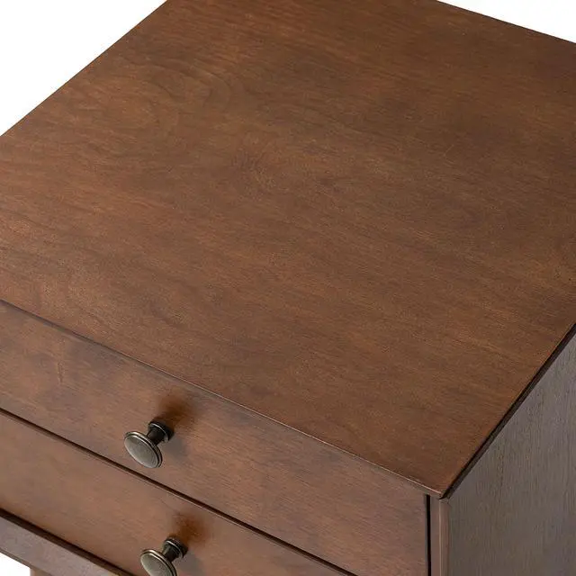 Alt view image 4 of 7 - Nightstand With 2-Drawers, Small Side End Table With Storage, Walnut