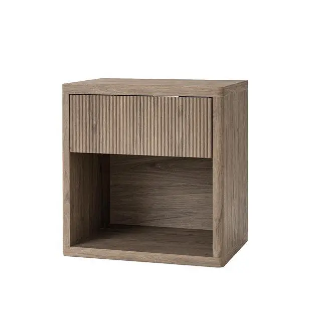 Alt view image 7 of 7 - Night Stand Nightstand With Drawer Storage Fluted Bed Side Table End Table Large Modern Wide Bedside Stand Mid Century Night Stands For Bedroom Living Room Sofa Couch Home Office, Grey Alder