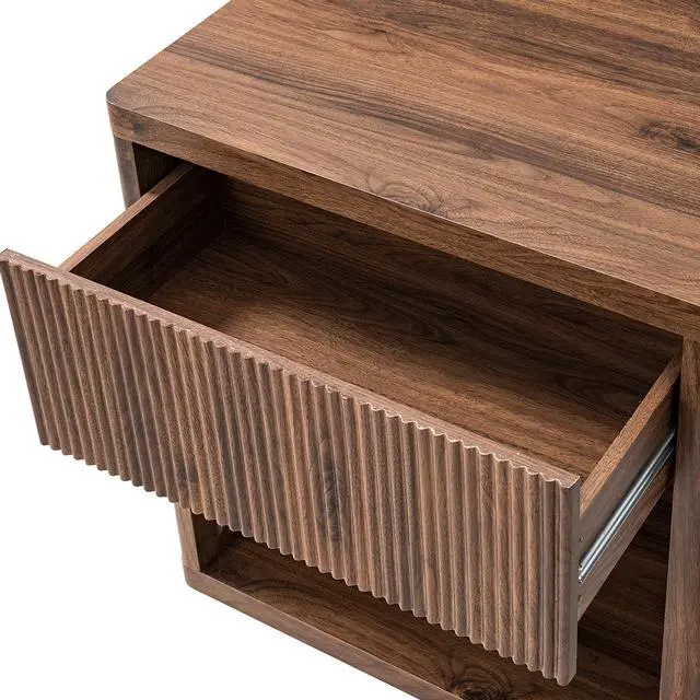 Alt view image 7 of 7 - Night Stand Nightstand With Drawer Storage Fluted Bed Side Table End Table Large Modern Wide Bedside Stand Mid Century Night Stands For Bedroom Living Room Sofa Couch Home Office