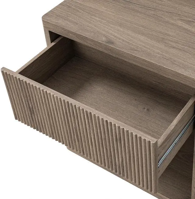 Alt view image 6 of 7 - Night Stand Nightstand With Drawer Storage Fluted Bed Side Table End Table Large Modern Wide Bedside Stand Mid Century Night Stands For Bedroom Living Room Sofa Couch Home Office, Grey Alder