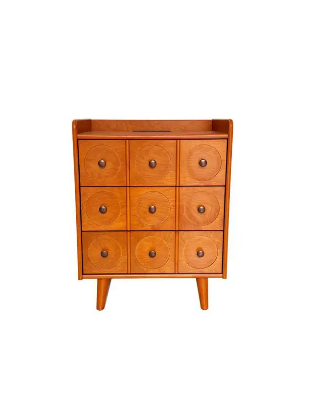 Alt view image 6 of 7 - 3-Drawer End Table With Top Charging Station, 21.65'' Length With Outlets And Usb Ports,Solid Wood Legs, Large Mid Natural Wood Color End Table For Bedroom, Living Room
