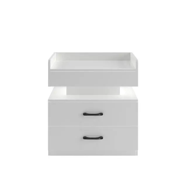 Alt view image 7 of 7 - 1 Set Nightstand With Adjustable Led Strip Light, 2-Drawers, Large Storage Space, Suitable For Bedside Table, Coffee Table, Sofa Side Table Or End Table For Study Desk