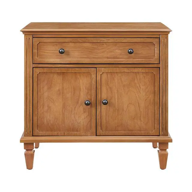 Alt view image 2 of 7 - Farmhouse Nightstand With Charging Station, Wood Bedside Table With Drawer & Double-Door Storage Cabinet, End Table With Usb & Type-C Ports For Bedroom, Living Room, Walnut Brown