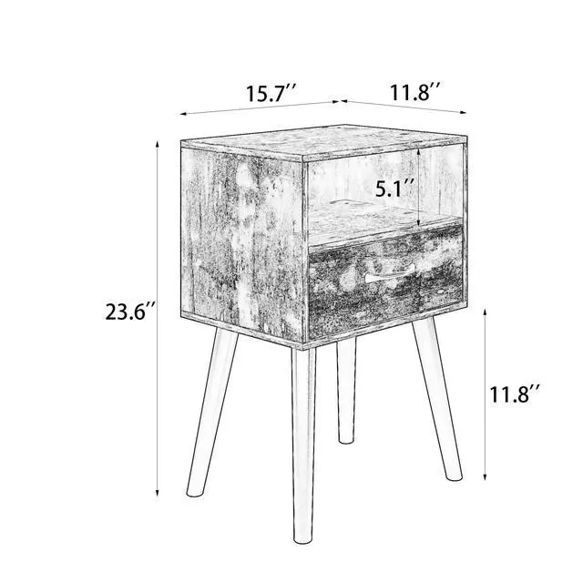 Alt view image 6 of 7 - Two Sets Of Nightstand,Modern Bedside Table With Storage Drawer And Open Wood Shelf, For Living Room, Bedroom And Small Spaces, Accent Night Stand, Easy Assembly