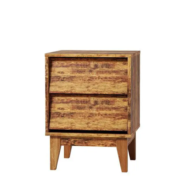 Alt view image 7 of 7 - 2 Set Nightstands Features Vintage-Style And Bevel Design, Made Of Mdf, Mid Century Modern Nightstand, Night Stand For Bedroom