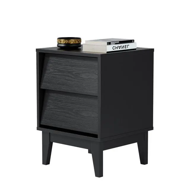 Alt view image 7 of 7 - 2 Set Nightstands Features Vintage-Style And Bevel Design, Made Of Mdf, Mid Century Modern Nightstand, Night Stand For Bedroom