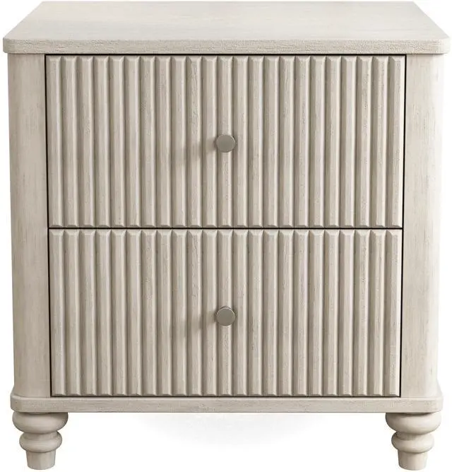 Main image of Fluted Nightstand, 21.65" Wide Side Table With 3 Drawers, Mid Century Modern Wood Nightstand With Metal Handle, Wooden Bedside End Table For Bedroom, Living Room, Closet, Beige