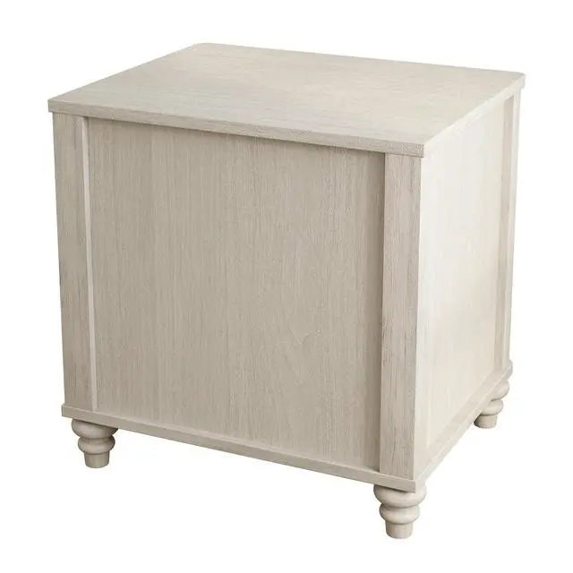 Alt view image 7 of 7 - Fluted Nightstand, 21.65" Wide Side Table With 3 Drawers, Mid Century Modern Wood Nightstand With Metal Handle, Wooden Bedside End Table For Bedroom, Living Room, Closet, Beige