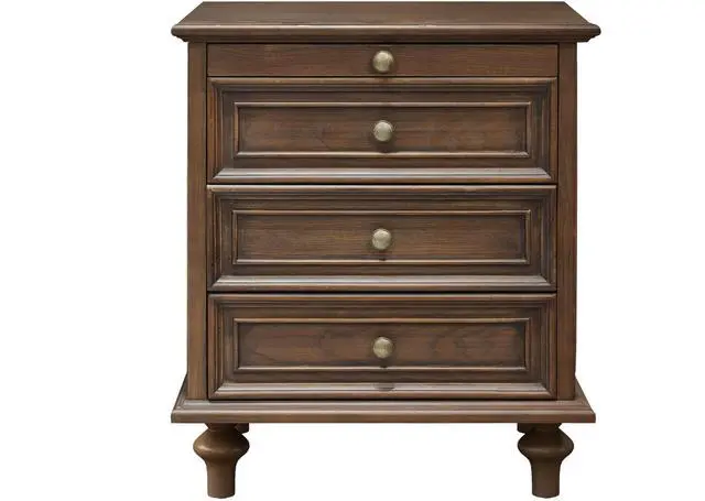 Main image of Farmhouse Nightstands Set Of 2 With 4 Drawer,Wood Storage End Table With Hidden Pull-Out Shelf, Large Side Table With 4 Solid Wood Feet And Metal Handle,Easy Assembly,Walnut Brown