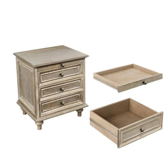 Alt view image 7 of 7 - Farmhouse Nightstands Set Of 2 With 4 Drawer,Wood Storage End Table With Hidden Pull-Out Shelf, Large Side Table With 4 Solid Wood Feet And Metal Handle,Easy Assembly,Natural