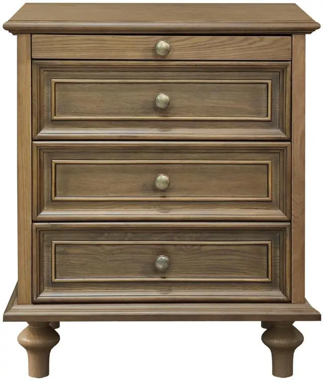 Main image of Farmhouse Nightstands Set Of 2 With 4 Drawer,Wood Storage End Table With Hidden Pull-Out Shelf, Large Side Table With 4 Solid Wood Feet And Metal Handle,Easy Assembly,Light Brown