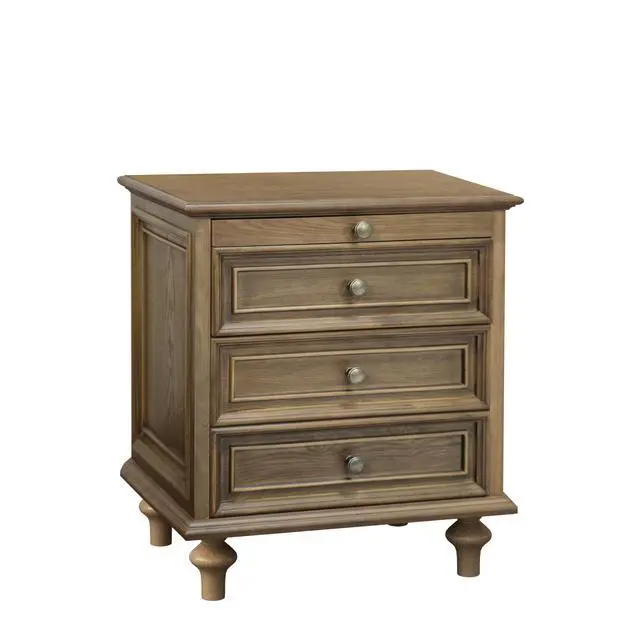 Alt view image 5 of 7 - Farmhouse Nightstands Set Of 2 With 4 Drawer,Wood Storage End Table With Hidden Pull-Out Shelf, Large Side Table With 4 Solid Wood Feet And Metal Handle,Easy Assembly,Light Brown