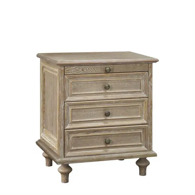 Alt view image 6 of 7 - Farmhouse Nightstands With 4 Drawer,Wood Storage End Table With Hidden Pull-Out Shelf, Large Side Table With 4 Solid Wood Feet And Metal Handle,Easy Assembly,Natural