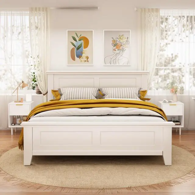 Alt view image 6 of 7 - 22.83'' H Modern White Nightstand With One Drawer And Open Shelf, Gold - Accented Handle, Ideal For Bedroom Decor
