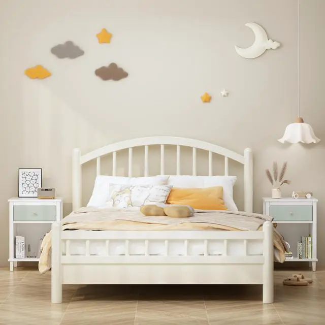 Alt view image 6 of 7 - 26.77''H Wooden Nightstand With One Drawer One Shelf For Kids, Adults, Sage+Golden Handle