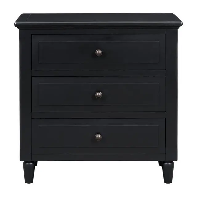 Alt view image 3 of 7 - U_Style 28''Painted Nightstand With 3 Drawers And Smooth Gliding Rails ,Simple Bedside Cabinet With Metal Handle, Minimalist Sofa Side Table With Rubber Legs For Bedroom Sofa Couch Office