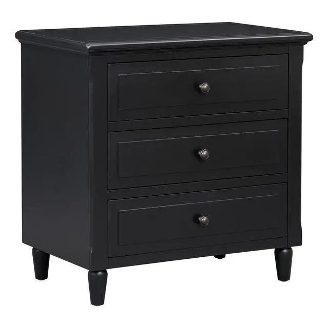 Alt view image 4 of 7 - U_Style 28''Painted Nightstand With 3 Drawers And Smooth Gliding Rails ,Simple Bedside Cabinet With Metal Handle, Minimalist Sofa Side Table With Rubber Legs For Bedroom Sofa Couch Office