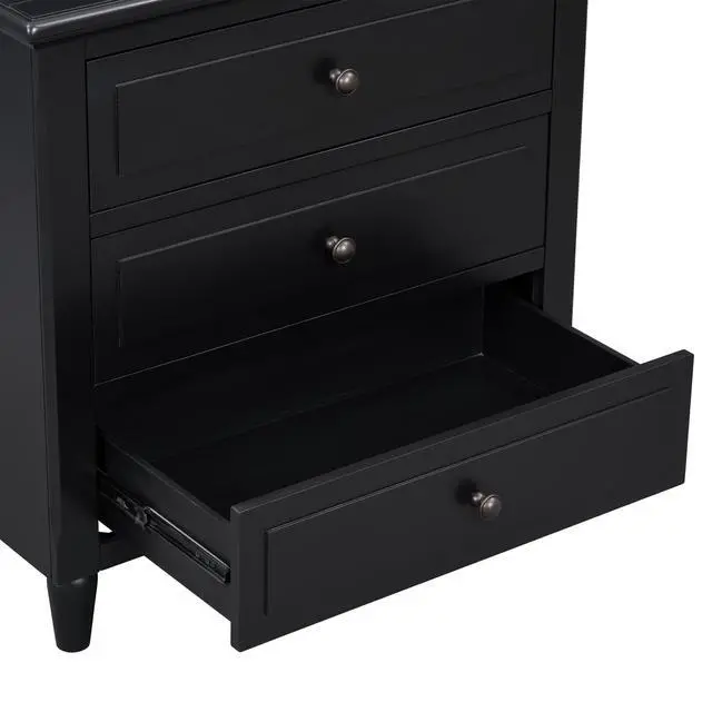 Alt view image 5 of 7 - U_Style 28''Painted Nightstand With 3 Drawers And Smooth Gliding Rails ,Simple Bedside Cabinet With Metal Handle, Minimalist Sofa Side Table With Rubber Legs For Bedroom Sofa Couch Office