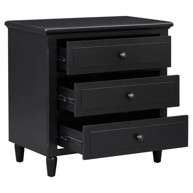 Alt view image 6 of 7 - U_Style 28''Painted Nightstand With 3 Drawers And Smooth Gliding Rails ,Simple Bedside Cabinet With Metal Handle, Minimalist Sofa Side Table With Rubber Legs For Bedroom Sofa Couch Office