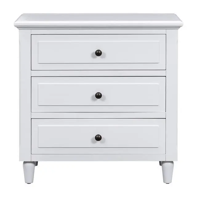 Alt view image 3 of 7 - U_Style 28''Painted Nightstand With 3 Drawers And Smooth Gliding Rails ,Simple Bedside Cabinet With Metal Handle, Minimalist Sofa Side Table With Rubber Legs For Bedroom Sofa Couch Office