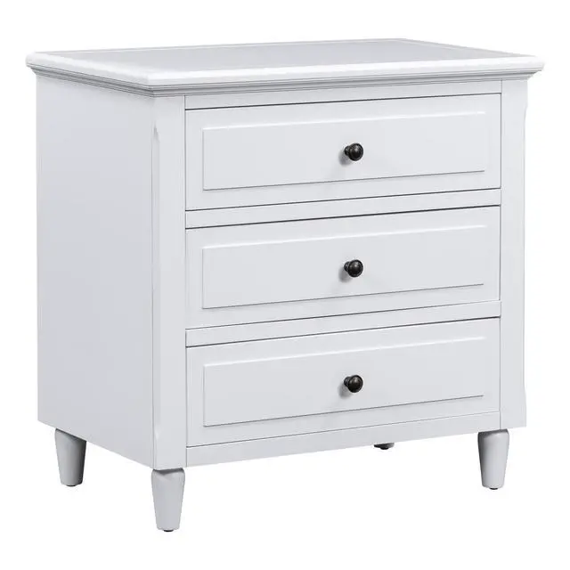 Alt view image 4 of 7 - U_Style 28''Painted Nightstand With 3 Drawers And Smooth Gliding Rails ,Simple Bedside Cabinet With Metal Handle, Minimalist Sofa Side Table With Rubber Legs For Bedroom Sofa Couch Office