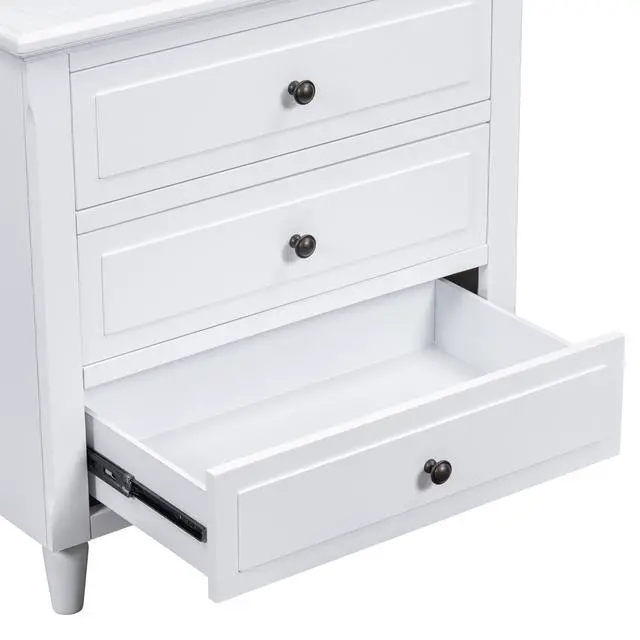 Alt view image 5 of 7 - U_Style 28''Painted Nightstand With 3 Drawers And Smooth Gliding Rails ,Simple Bedside Cabinet With Metal Handle, Minimalist Sofa Side Table With Rubber Legs For Bedroom Sofa Couch Office