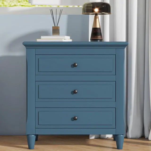 Main image of U_Style 28''Pine Wood Nightstand With 3 Drawers And Smooth Gliding Rails ,Simple Bedside Cabinet With Metal Handle, Minimalist Sofa Side Table With Rubber Legs For Bedroom Sofa Couch Office