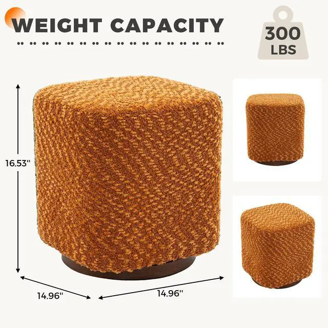 Alt view image 3 of 7 - 360° Swivel Vanity Stool for Women, Upholstered Makeup Chair, Modern Accent Ottoman for Bedroom, Living Room