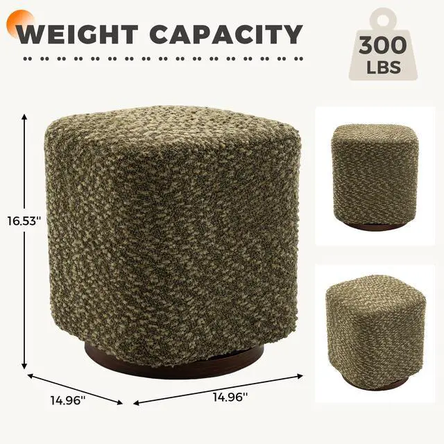 Alt view image 3 of 7 - 360° Swivel Vanity Stool for Women, Upholstered Makeup Chair, Modern Accent Ottoman for Bedroom, Living Room