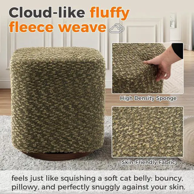 Alt view image 6 of 7 - 360° Swivel Vanity Stool for Women, Upholstered Makeup Chair, Modern Accent Ottoman for Bedroom, Living Room