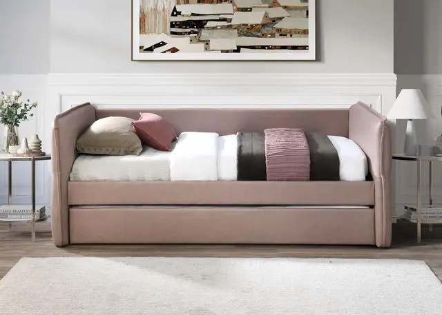 Main image of Daybed With A Trundle In Dusty Rose