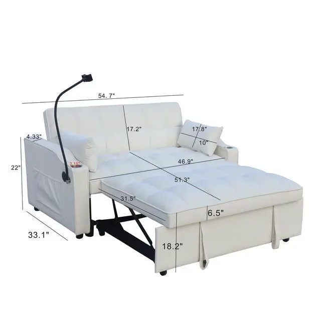 Alt view image 3 of 7 - Modern Velvet Loveseat Futon Sofa Couch W/Pullout Bed,Small Love Seat Lounge Sofa With Adjustable Reclining Backrest,Toss Pillows, Pockets,Furniture For Living Room,3 In 1 Convertible Sleeper Sofa Bed